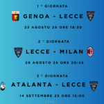 Serie A, Genoa e Lecce apriranno le danze